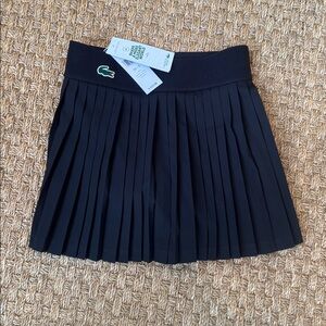 NEW With Tag Lacoste Black Pleated Athletic Tennis Skirt with Built In Shorts